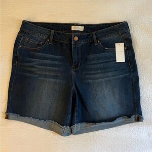 Jessica Simpson Blue Jean Shorts with Cuffed Hem Plus Size 18W
